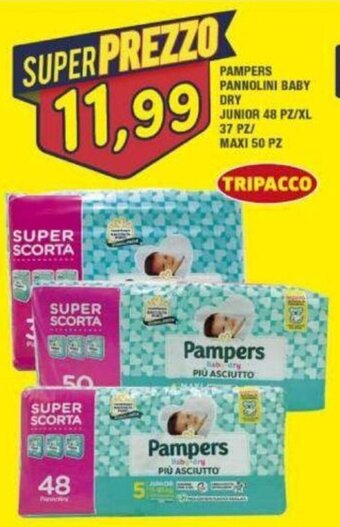 Maury's PAMPERS PANNOLINI BABY DRY JUNIOR 48 PZ/XL 37 PZ/ MAXI 50 PZ offerta