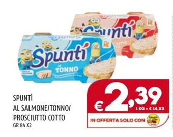 Il Centesimo SPUNTÌ AL SALMONE/TONNO/ PROSCIUTTO COTTO GR 84 X2 offerta
