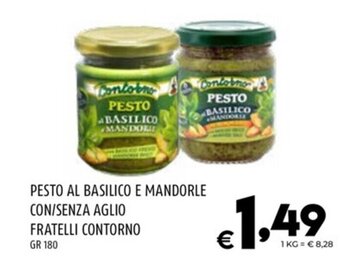Il Centesimo PESTO AL BASILICO E MANDORLE CON/SENZA AGLIO FRATELLI CONTORNO GR 180 offerta