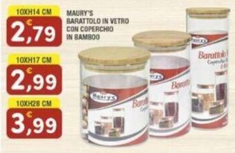 Maury's MAURY'S BARATTOLO IN VETRO CON COPERCHIO IN BAMBOO 10XH14 CM offerta