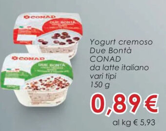 Conad Superstore Yogurt cremoso Due Bontà CONAD 150 g offerta