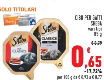 Conad Superstore CIBO PER GATTI SHEBA vari tipi 85 g offerta