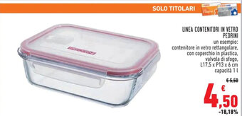 Conad Superstore LINEA CONTENITORI IN VETRO PEDRINI L17,5 x P13 x 6 cm offerta