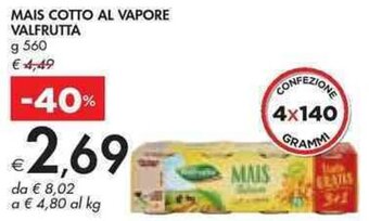 Bennet MAIS COTTO AL VAPORE VALFRUTTA g 560 offerta