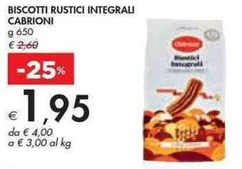 Bennet BISCOTTI RUSTICI INTEGRALI CABRIONI g 650 offerta
