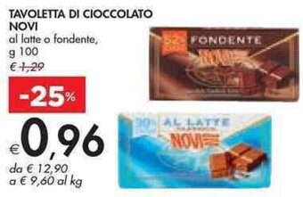 Bennet TAVOLETTA DI CIOCCOLATO NOVI g 100 offerta