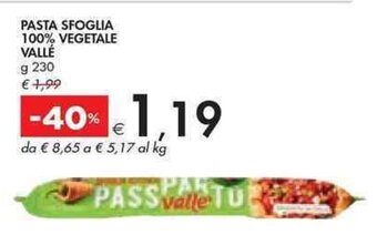 Bennet PASTA SFOGLIA 100% VEGETALE VALLÉ g 230 offerta