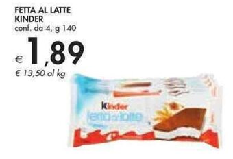 Bennet FETTA AL LATTE KINDER conf. da 4, g 140 offerta