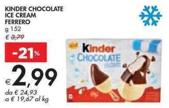 Bennet KINDER CHOCOLATE ICE CREAM FERRERO g 152 offerta