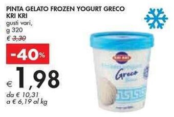 Bennet PINTA GELATO FROZEN YOGURT GRECO KRI KRI g 320 offerta