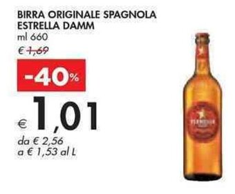 Bennet BIRRA ORIGINALE SPAGNOLA ESTRELLA DAMM ml 660 offerta