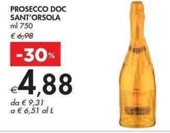 Bennet PROSECCO DOC SANT'ORSOLA ml 750 offerta