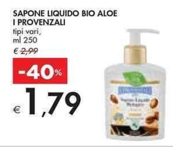 Bennet SAPONE LIQUIDO BIO ALOE I PROVENZALI tipi vari, ml 250 offerta