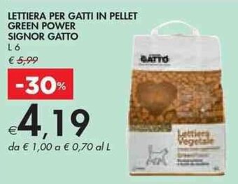 Bennet LETTIERA PER GATTI IN PELLET GREEN POWER SIGNOR GATTO L6 offerta