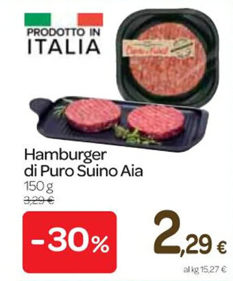 Carrefour Express Hamburger di Puro Suino Aia 150 g offerta