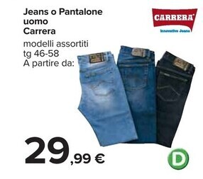 Carrefour Iper Carrera jeans o pantalone uomo offerta