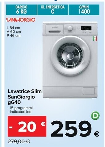 Carrefour Iper Sangiorgio lavatrice slim g640 offerta