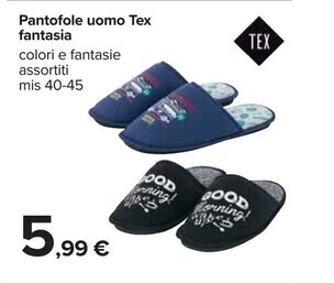 Carrefour Iper Tex pantofole uomo fantasia offerta
