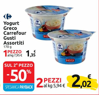 Carrefour Express Yogurt Greco Carrefour Gusti Assortiti 170 g offerta