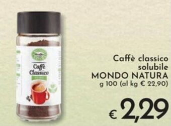 Eurospesa Caffè classico solubile MONDO NATURA g 100 offerta