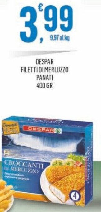 Vibian DESPAR FILETTI DI MERLUZZO PANATI 400 GR offerta