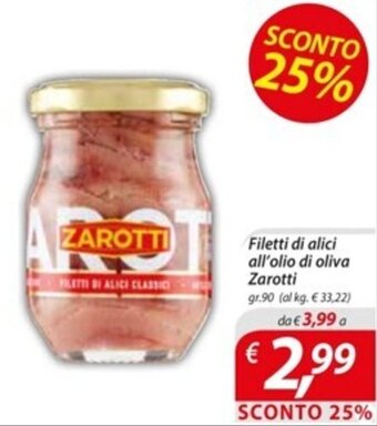 Filetti di alici all'olio di oliva Zarotti gr.90