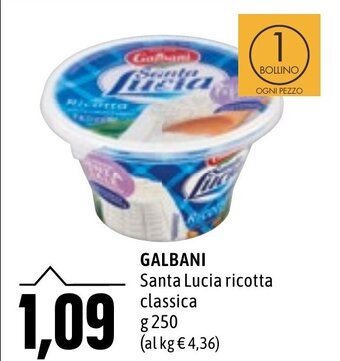 Emi Supermercati GALBANI Santa Lucia ricotta classica g 250 offerta