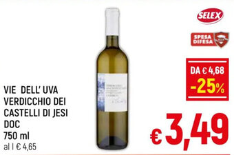 Famila Market VIE DELL'UVA VERDICCHIO DEI CASTELLI DI JESI DOC 750 ml offerta