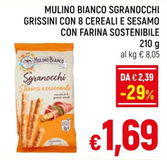 Famila Market MULINO BIANCO SGRANOCCHI GRISSINI CON 8 CEREALI E SESAMO CON FARINA SOSTENIBILE 210 g offerta
