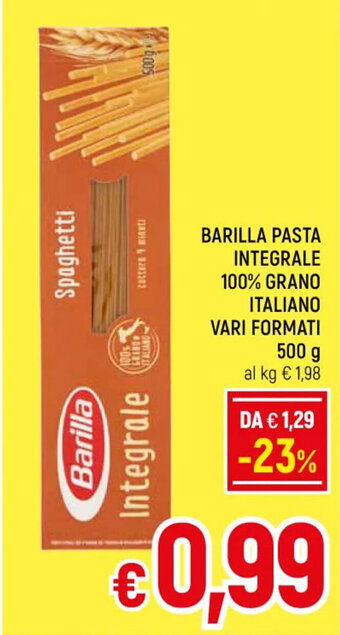 Famila Market BARILLA PASTA INTEGRALE 100% GRANO ITALIANO VARI FORMATI 500 g offerta