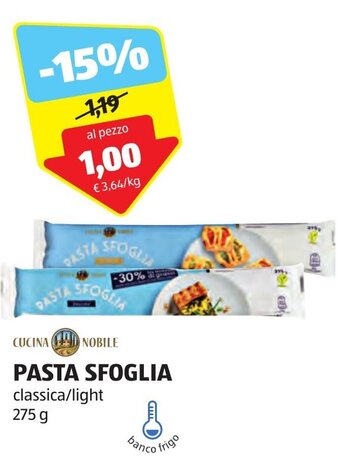 ALDI CUCINA NOBILE PASTA SFOGLIA classica/light 275 g offerta
