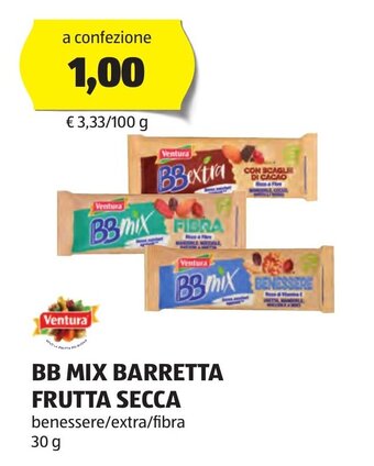 ALDI Ventura BB MIX BARRETTA FRUTTA SECCA 30 g offerta