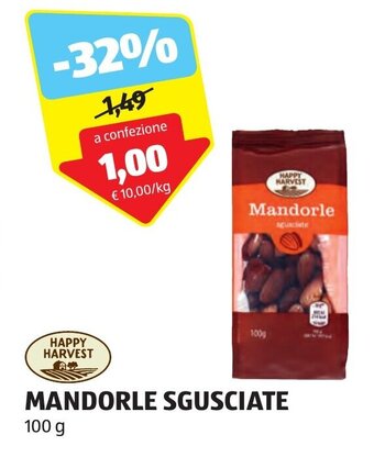 ALDI HAPPY HARVEST MANDORLE SGUSCIATE 100 g offerta