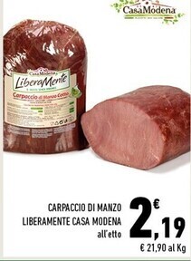Conad Margherita Casa modena carpaccio di manzo liberamente offerta