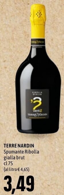 Emi Supermercati TERRE NARDIN Spumante Ribolla gialla brut cl 75 offerta