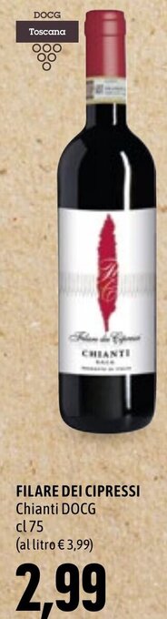 Emi Supermercati FILARE DEI CIPRESSI Chianti DOCG cl 75 offerta