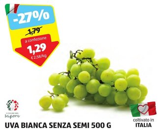 ALDI UVA BIANCA SENZA SEMI 500 G offerta