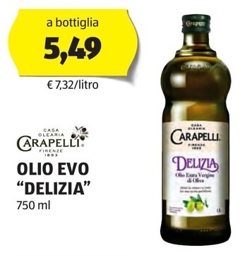 ALDI OLIO EVO "DELIZIA" 750 ml offerta