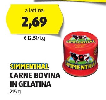 ALDI SIMMENTHAL CARNE BOVINA IN GELATINA 215 g offerta