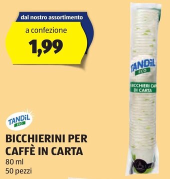 ALDI BICCHIERINI PER CAFFÈ IN CARTA 80 ml offerta