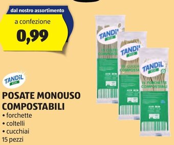 ALDI TANDIL POSATE MONOUSO COMPOSTABILI offerta
