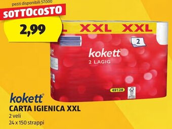 ALDI kokett CARTA IGIENICA XXL 24 x 150 strappi offerta