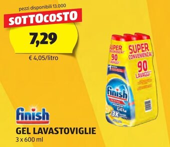 ALDI finish GEL LAVASTOVIGLIE 3 x 600 ml offerta
