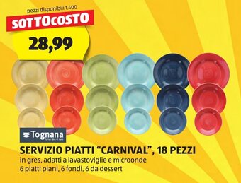 ALDI SERVIZIO PIATTI "CARNIVAL", 18 PEZZI offerta