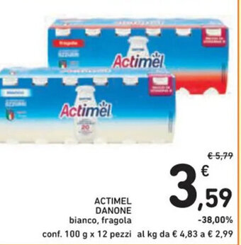 Spazio Conad ACTIMEL DANONE bianco, fragola conf. 100 g x 12 pezzi offerta