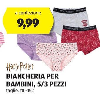 ALDI Harry Potter BIANCHERIA PER BAMBINI, 5/3 PEZZI 110-152 offerta