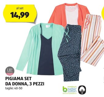 ALDI PIGIAMA SET DA DONNA, 3 PEZZI 40-50 offerta