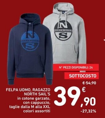 Spazio Conad FELPA UOMO, RAGAZZO NORTH SAIL'S M alla XXL offerta