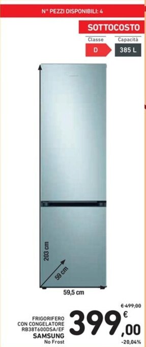 FRIGORIFERO CON CONGELATORE RB38T600DSA/EF Samsung