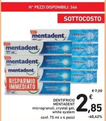 Spazio Conad DENTIFRICIO MENTADENT conf. 75 ml x 4 pezzi offerta